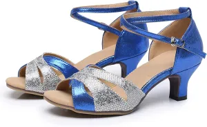 Women's Latin Dance Shoes Open Toe Ballroom Salsa Dance Practice Shoe Heeled Dancing Sandals for Social Dance