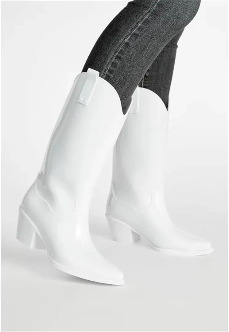 Women's Nonslip Durable Waterproof Beautiful British Long Tube White Wedding Cowboy Boots