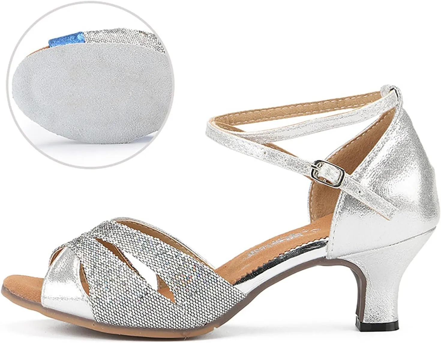 Women's Salsa Dance Shoes Practice Ballroom Indoor Performance Latin Shoe for Social Dancing Beginner Satin Sandals