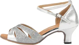 Women's Salsa Dance Shoes Practice Ballroom Indoor Performance Latin Shoe for Social Dancing Beginner Satin Sandals