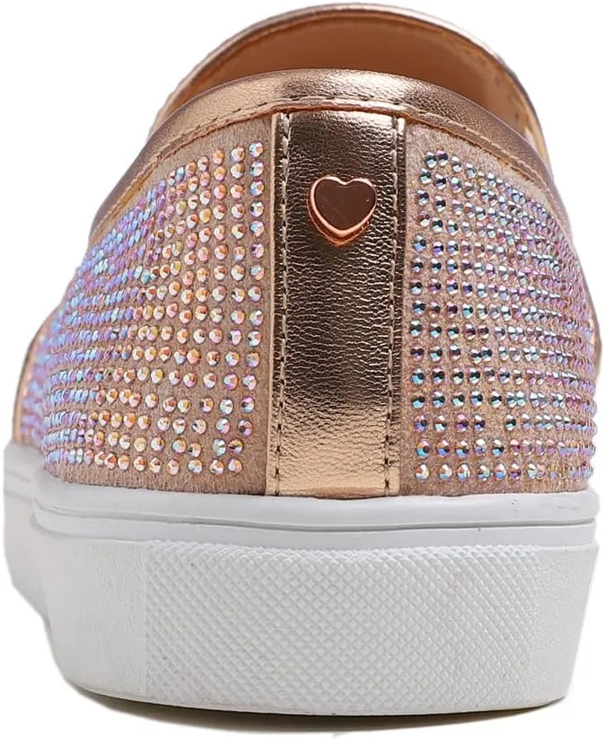 Women's Sparkle Rhinestone Jeweled Loafer Flats Embellished Shiny Party Wedding Bridal Dress Sneakers