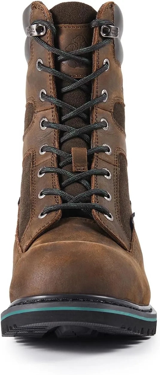 Work Boots for Men Heavy Duty Composite Toe 6"/8" Durable Crazy Horse Leather Waterproof Slip-Resistant Goodyear Welt Construction Industry Boots GJ3155-GJ3255
