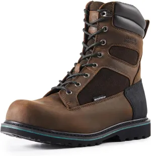 Work Boots for Men Heavy Duty Composite Toe 6"/8" Durable Crazy Horse Leather Waterproof Slip-Resistant Goodyear Welt Construction Industry Boots GJ3155-GJ3255