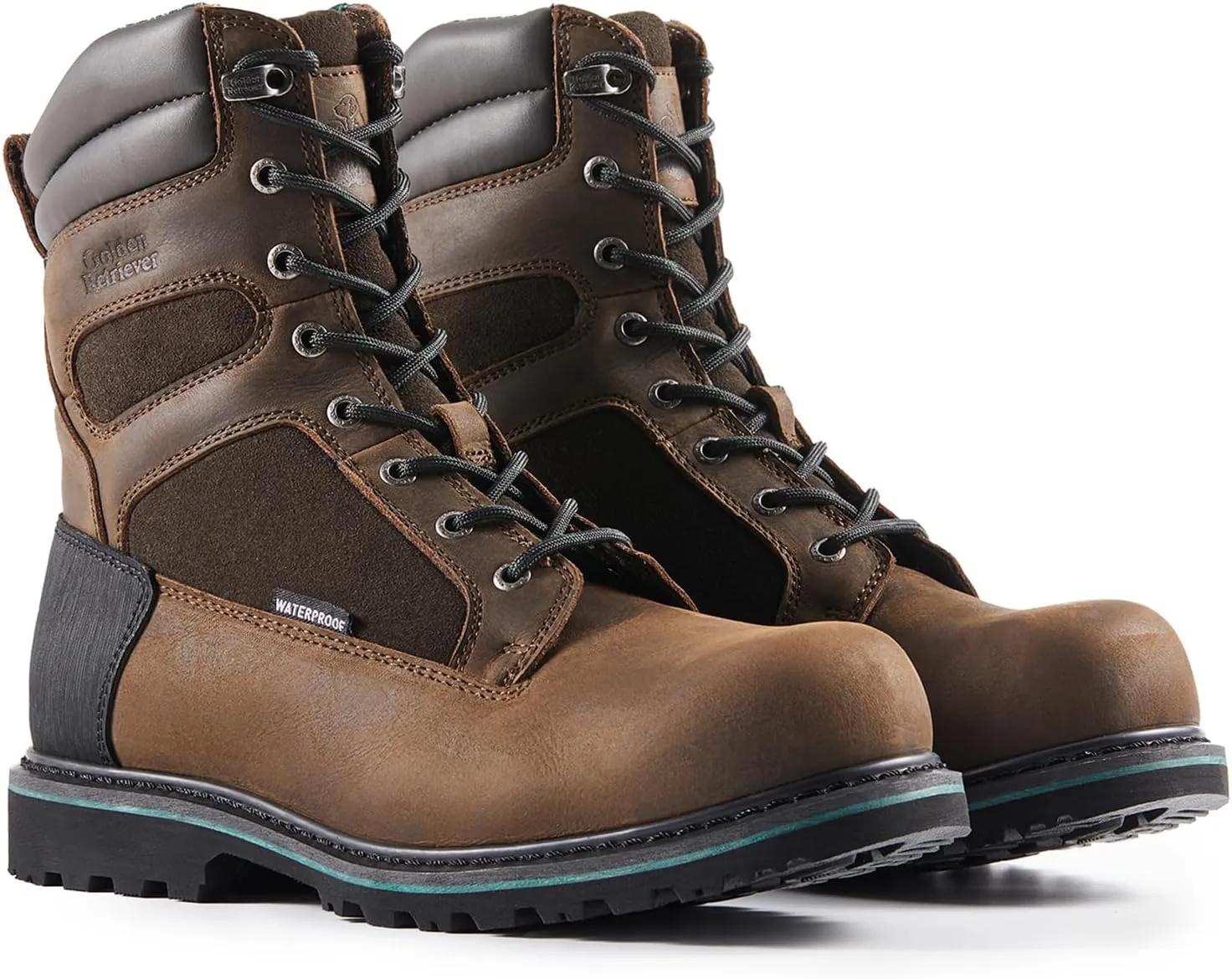 Work Boots for Men Heavy Duty Composite Toe 6"/8" Durable Crazy Horse Leather Waterproof Slip-Resistant Goodyear Welt Construction Industry Boots GJ3155-GJ3255