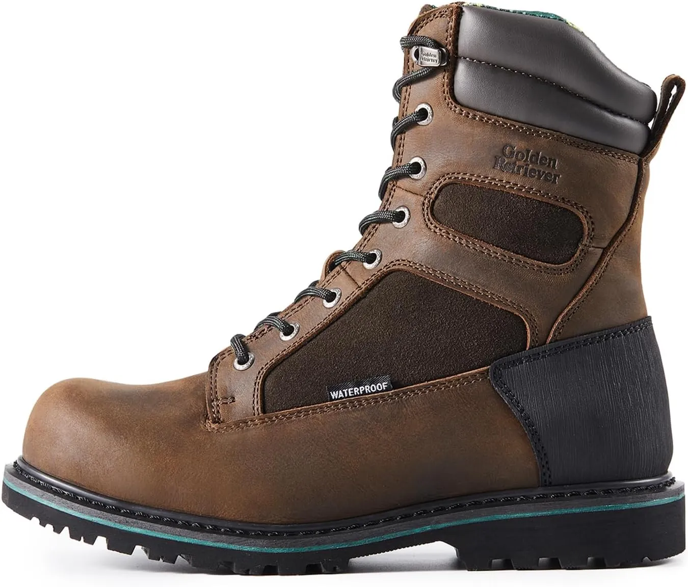 Work Boots for Men Heavy Duty Composite Toe 6"/8" Durable Crazy Horse Leather Waterproof Slip-Resistant Goodyear Welt Construction Industry Boots GJ3155-GJ3255