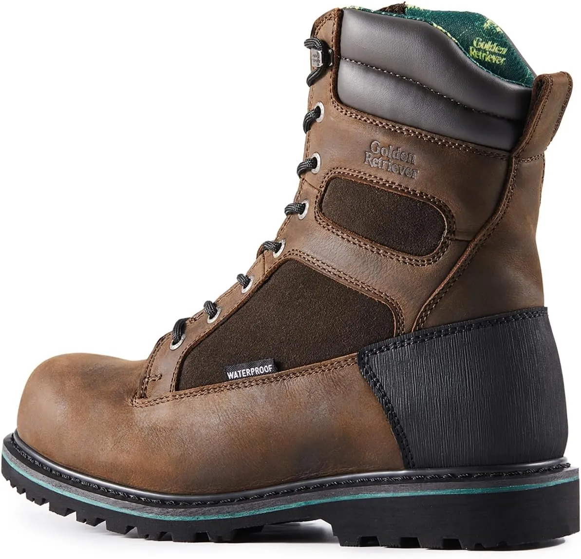Work Boots for Men Heavy Duty Composite Toe 6"/8" Durable Crazy Horse Leather Waterproof Slip-Resistant Goodyear Welt Construction Industry Boots GJ3155-GJ3255