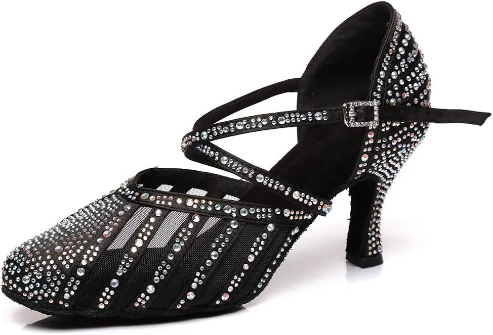 YKXLM Ballroom Dance Shoes for Women Latin Salsa Performance Professional Closed Toe Dance Shoes,Model L403