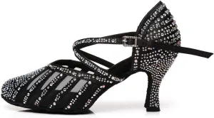 YKXLM Ballroom Dance Shoes for Women Latin Salsa Performance Professional Closed Toe Dance Shoes,Model L403