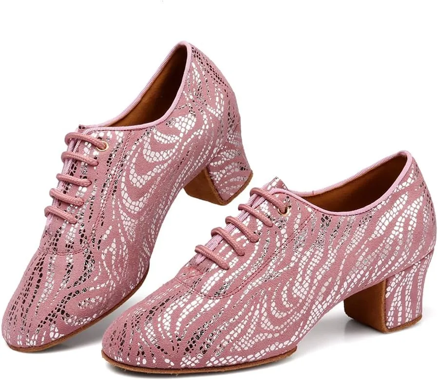 YKXLM Ballroom Dance Shoes Practice Shining Colorful Closed Toe Dance Shoes,K4
