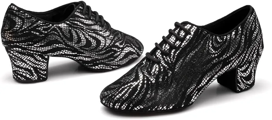 YKXLM Ballroom Dance Shoes Practice Shining Colorful Closed Toe Dance Shoes,K4