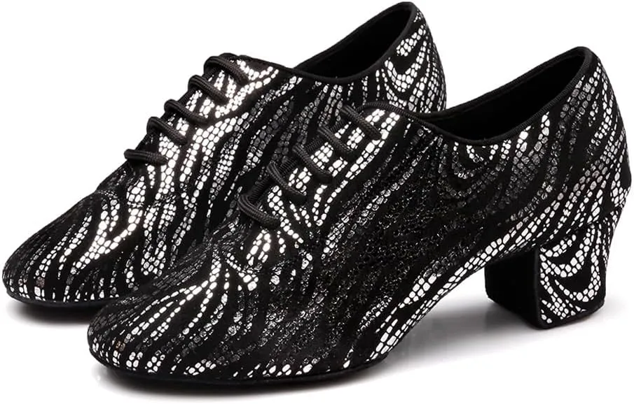 YKXLM Ballroom Dance Shoes Practice Shining Colorful Closed Toe Dance Shoes,K4