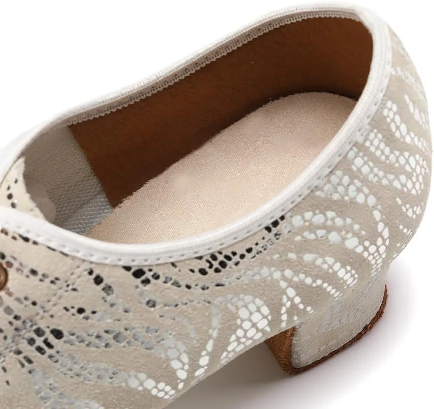 YKXLM Ballroom Dance Shoes Practice Shining Colorful Closed Toe Dance Shoes,K4