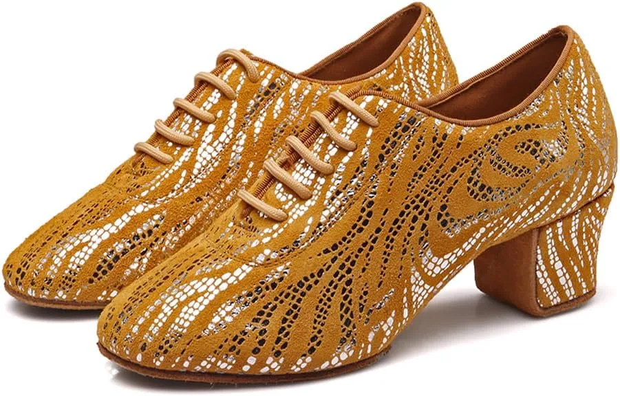 YKXLM Ballroom Dance Shoes Practice Shining Colorful Closed Toe Dance Shoes,K4