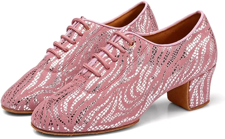 YKXLM Ballroom Dance Shoes Practice Shining Colorful Closed Toe Dance Shoes,K4