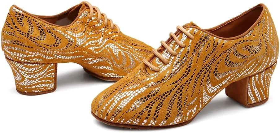 YKXLM Ballroom Dance Shoes Practice Shining Colorful Closed Toe Dance Shoes,K4