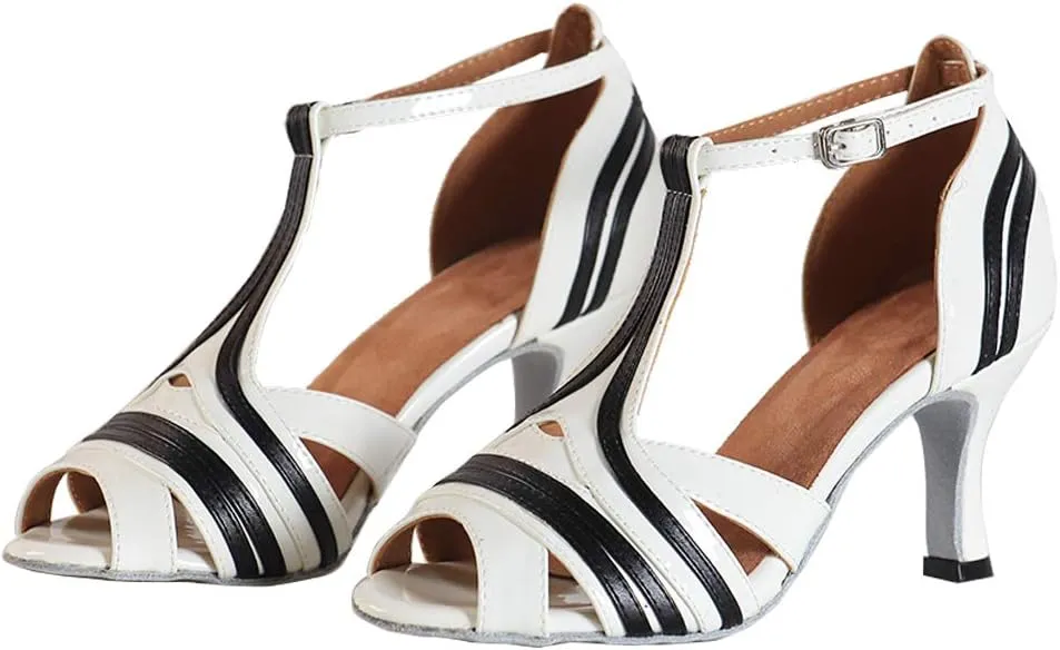 YKXLM Ballroom Latin Dance Shoes Salsa Samba Tango Bachata Social Dance Shoes for Women and Girls,L020