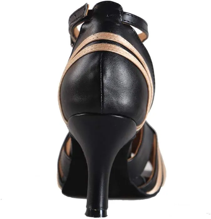 YKXLM Ballroom Latin Dance Shoes Salsa Samba Tango Bachata Social Dance Shoes for Women and Girls,L020