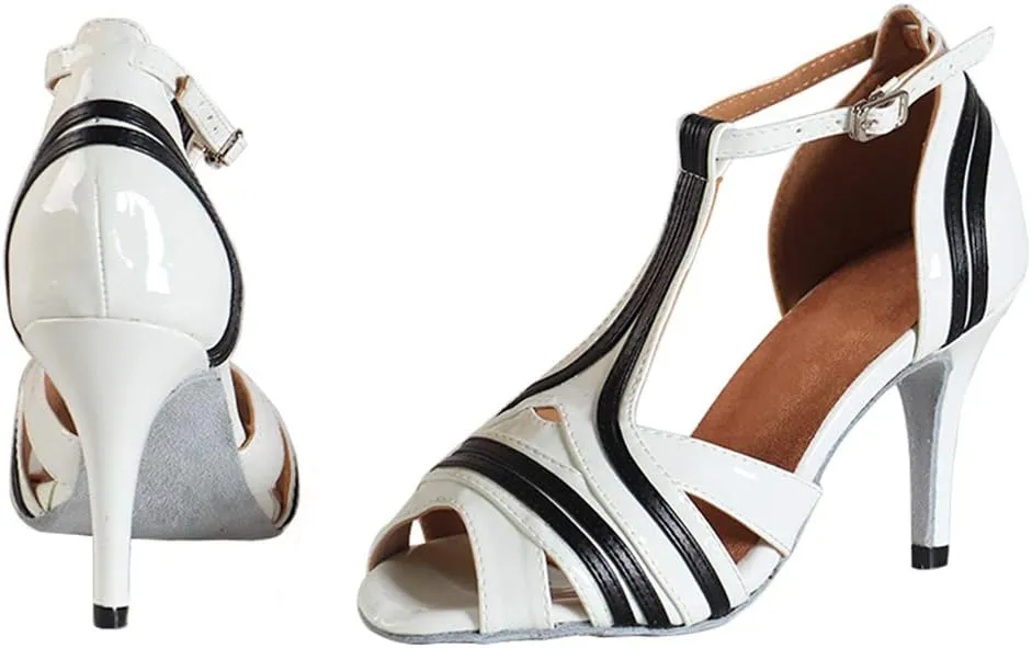 YKXLM Ballroom Latin Dance Shoes Salsa Samba Tango Bachata Social Dance Shoes for Women and Girls,L020