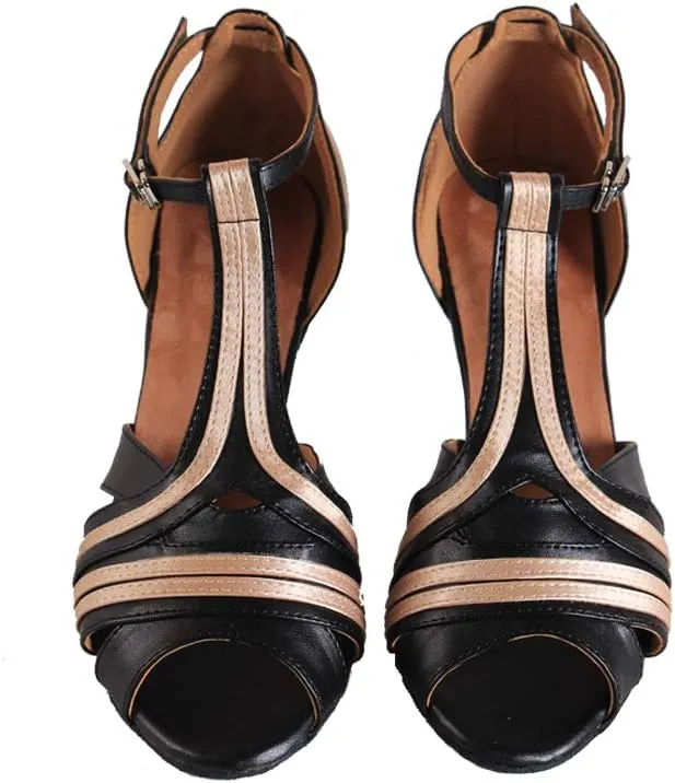 YKXLM Ballroom Latin Dance Shoes Salsa Samba Tango Bachata Social Dance Shoes for Women and Girls,L020