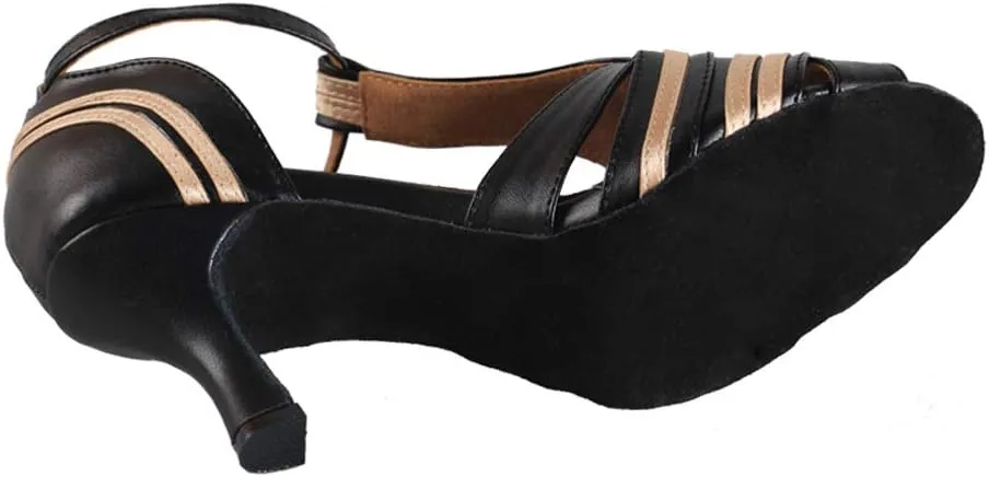 YKXLM Ballroom Latin Dance Shoes Salsa Samba Tango Bachata Social Dance Shoes for Women and Girls,L020