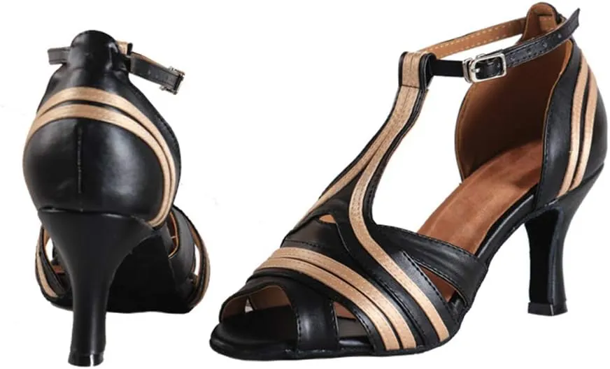 YKXLM Ballroom Latin Dance Shoes Salsa Samba Tango Bachata Social Dance Shoes for Women and Girls,L020