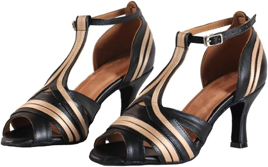 YKXLM Ballroom Latin Dance Shoes Salsa Samba Tango Bachata Social Dance Shoes for Women and Girls,L020