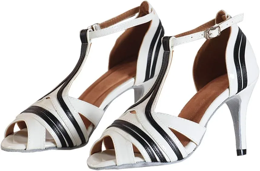YKXLM Ballroom Latin Dance Shoes Salsa Samba Tango Bachata Social Dance Shoes for Women and Girls,L020