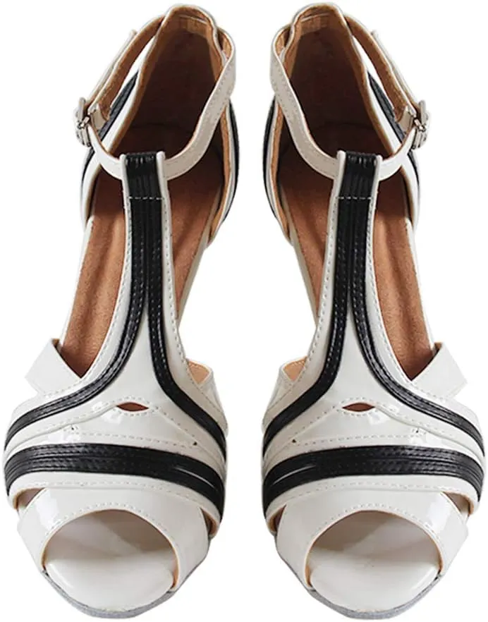 YKXLM Ballroom Latin Dance Shoes Salsa Samba Tango Bachata Social Dance Shoes for Women and Girls,L020