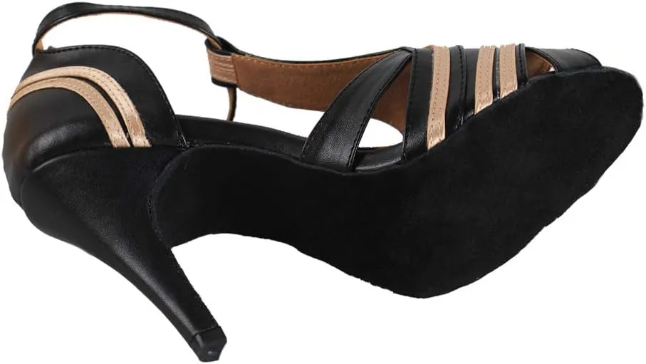 YKXLM Ballroom Latin Dance Shoes Salsa Samba Tango Bachata Social Dance Shoes for Women and Girls,L020