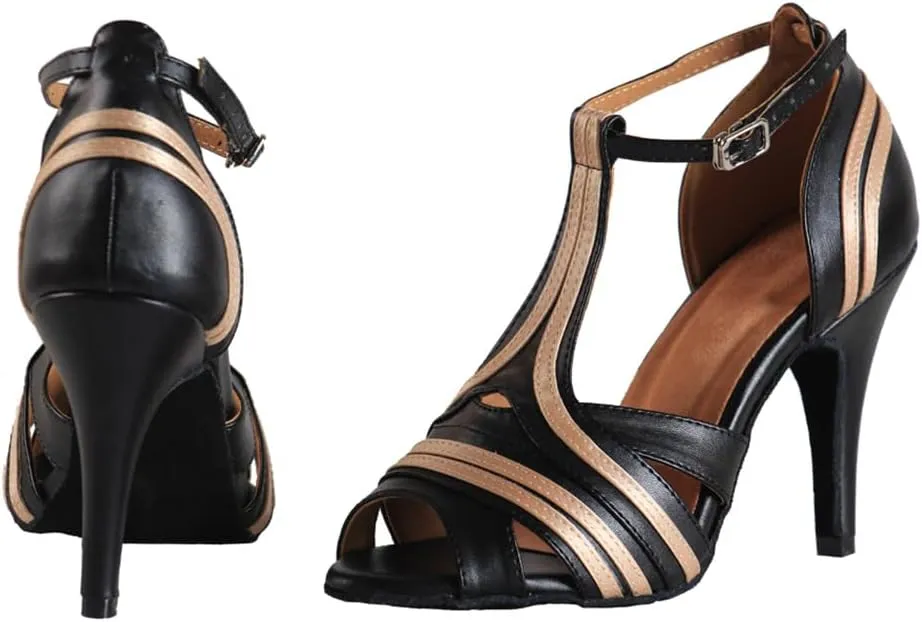 YKXLM Ballroom Latin Dance Shoes Salsa Samba Tango Bachata Social Dance Shoes for Women and Girls,L020