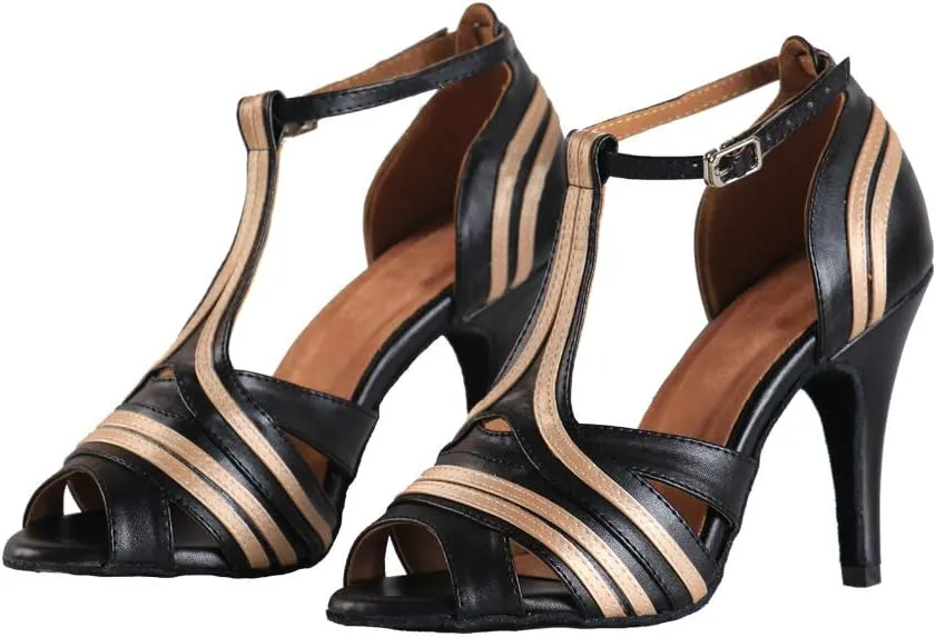 YKXLM Ballroom Latin Dance Shoes Salsa Samba Tango Bachata Social Dance Shoes for Women and Girls,L020