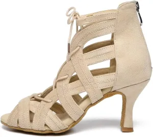 YKXLM Latin Dance Boots Professional for Women Salsa Practice Ballroom Dance Shoes