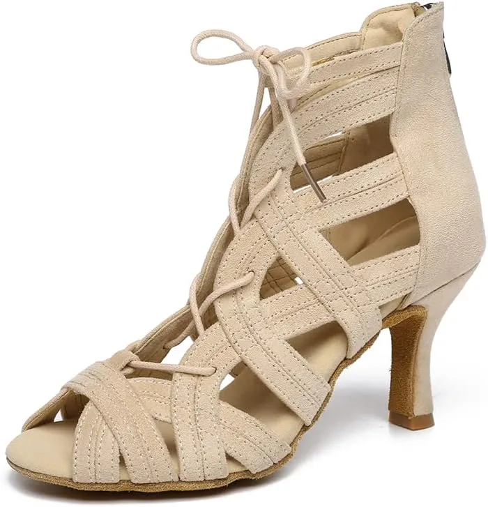 YKXLM Latin Dance Boots Professional for Women Salsa Practice Ballroom Dance Shoes