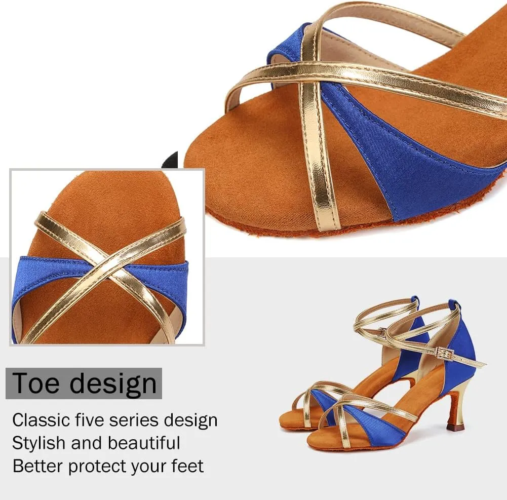 YKXLM Latin Dance Shoes Ballroom Women Salsa Tango Performance Practice Dancing Shoes,259