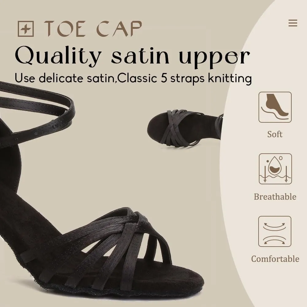 YKXLM Latin Dance Shoes Ballroom Women Salsa Tango Performance Practice Dancing Shoes,259