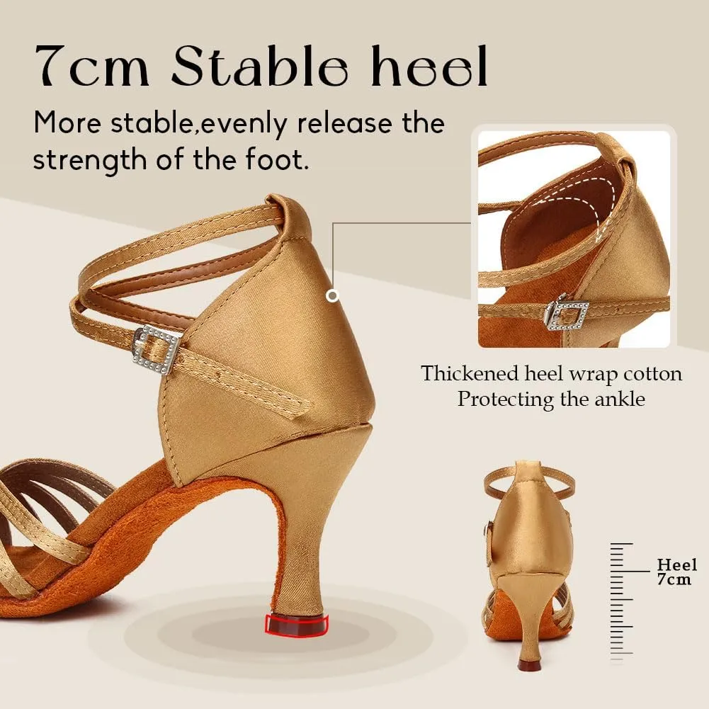 YKXLM Latin Dance Shoes Ballroom Women Salsa Tango Performance Practice Dancing Shoes,259