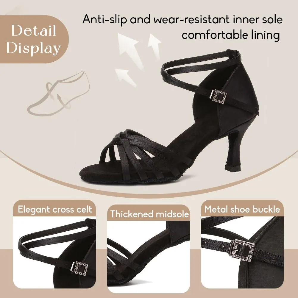 YKXLM Latin Dance Shoes Ballroom Women Salsa Tango Performance Practice Dancing Shoes,259
