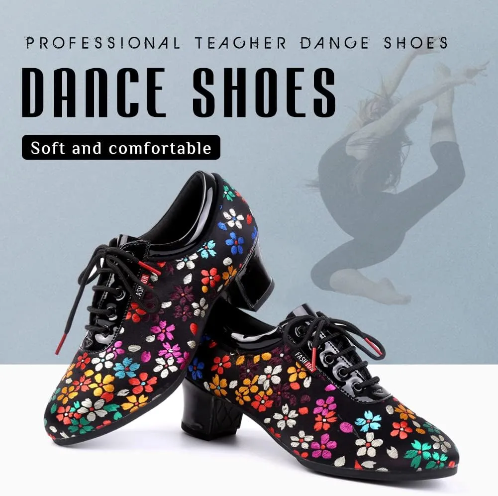 YKXLM Women Standard Practice Social Dance Sneaker Beginner Dance Practice Shoes for Women Low Heel Ballroom