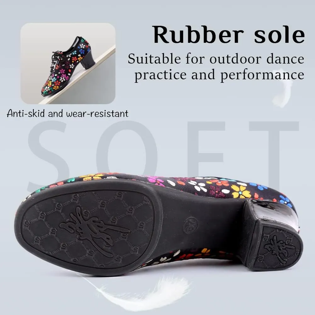 YKXLM Women Standard Practice Social Dance Sneaker Beginner Dance Practice Shoes for Women Low Heel Ballroom