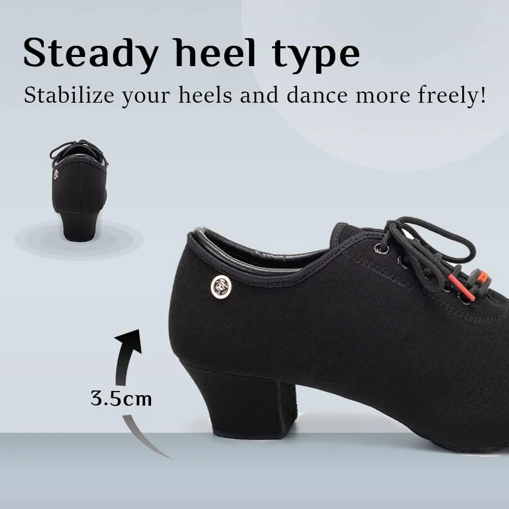 YKXLM Women Standard Practice Social Dance Sneaker Beginner Dance Practice Shoes for Women Low Heel Ballroom
