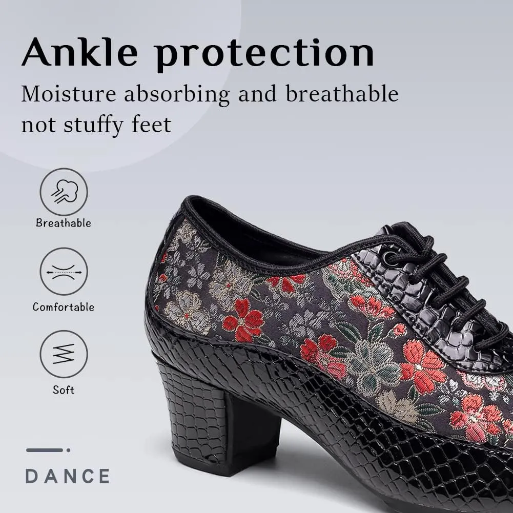 YKXLM Women Standard Practice Social Dance Sneaker Beginner Dance Practice Shoes for Women Low Heel Ballroom