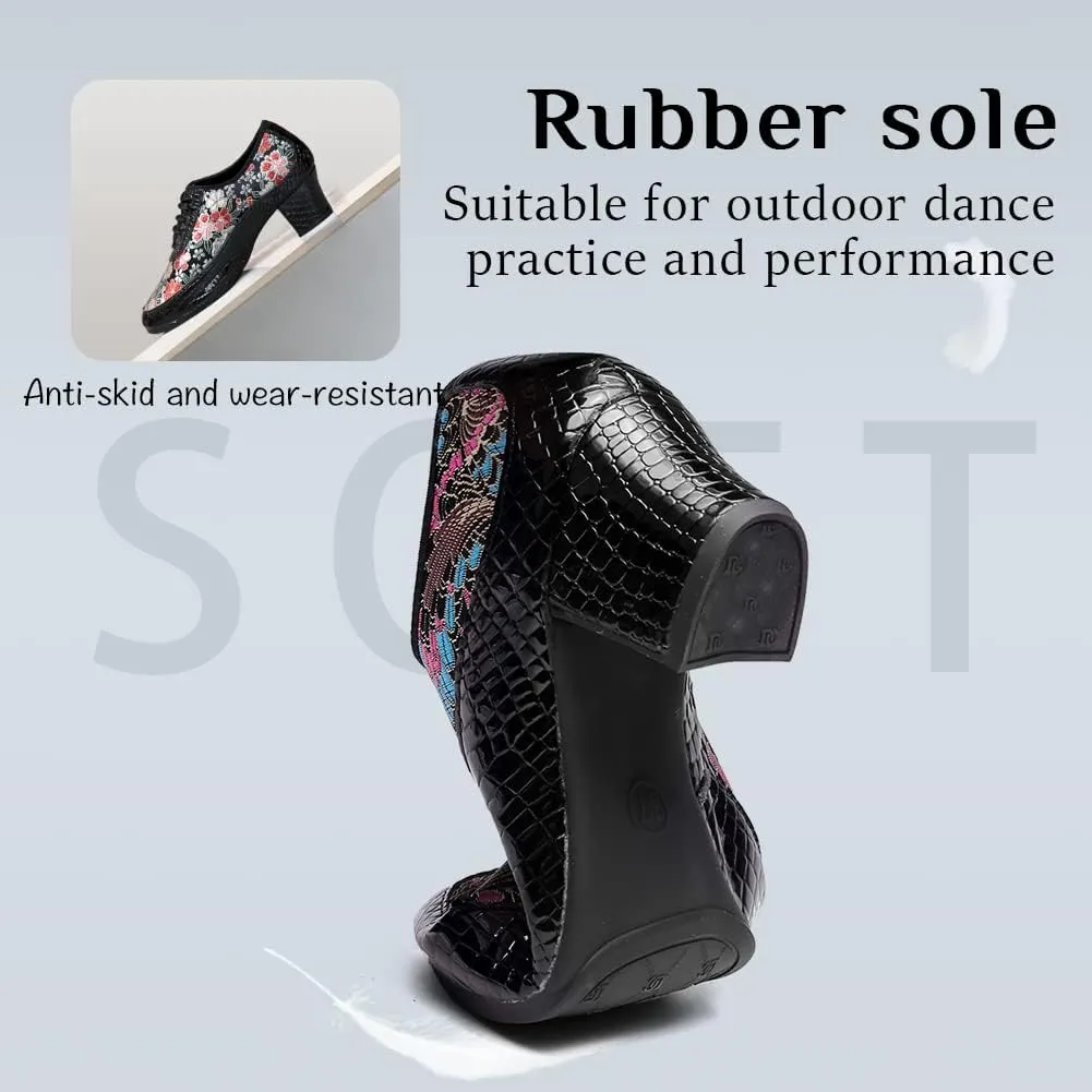 YKXLM Women Standard Practice Social Dance Sneaker Beginner Dance Practice Shoes for Women Low Heel Ballroom