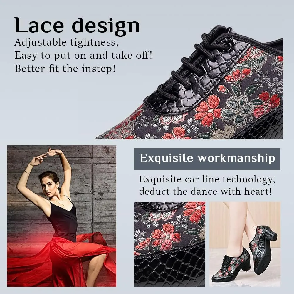 YKXLM Women Standard Practice Social Dance Sneaker Beginner Dance Practice Shoes for Women Low Heel Ballroom