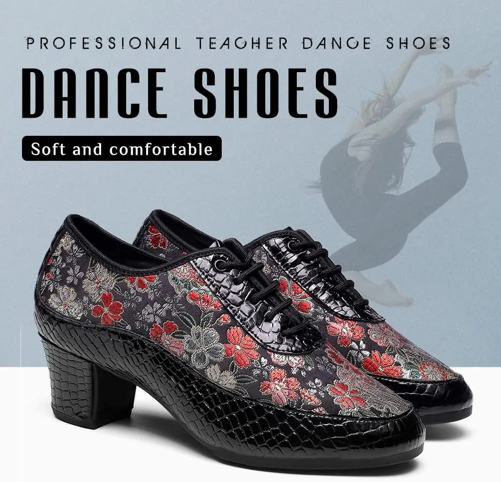 YKXLM Women Standard Practice Social Dance Sneaker Beginner Dance Practice Shoes for Women Low Heel Ballroom