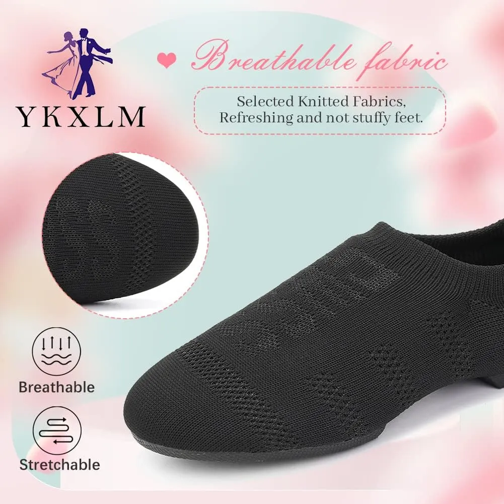 YKXLM Women's Jazz Dance Shoes Leather Professional Ballroom Salsa Practice Performance Dance Shoes,Model JS359