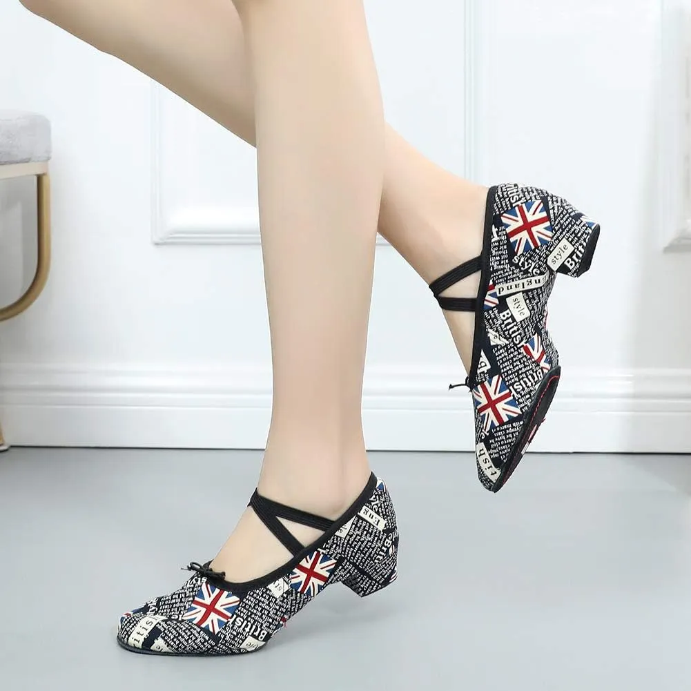 YKXLM Women's Jazz Dance Shoes Leather Professional Ballroom Salsa Practice Performance Dance Shoes,Model JS359