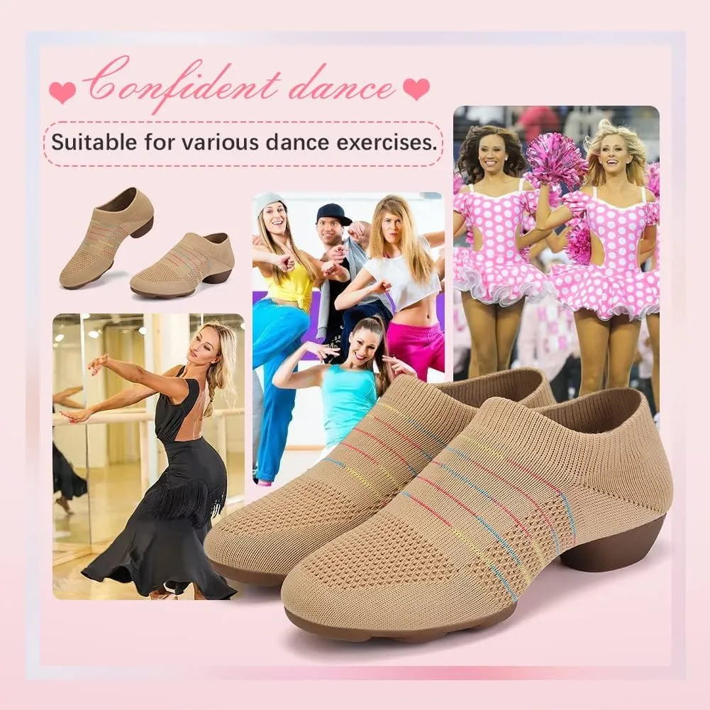 YKXLM Women's Jazz Dance Shoes Leather Professional Ballroom Salsa Practice Performance Dance Shoes,Model JS359