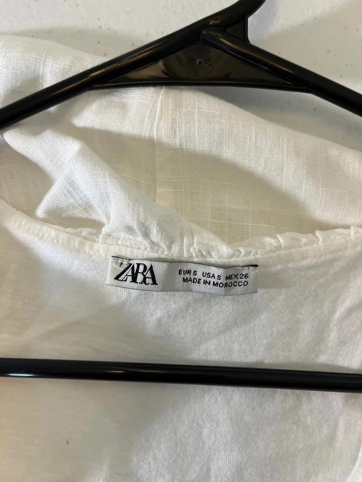 Zara White Ruffled V-neck Sleeveless Cotton Dress Size Small