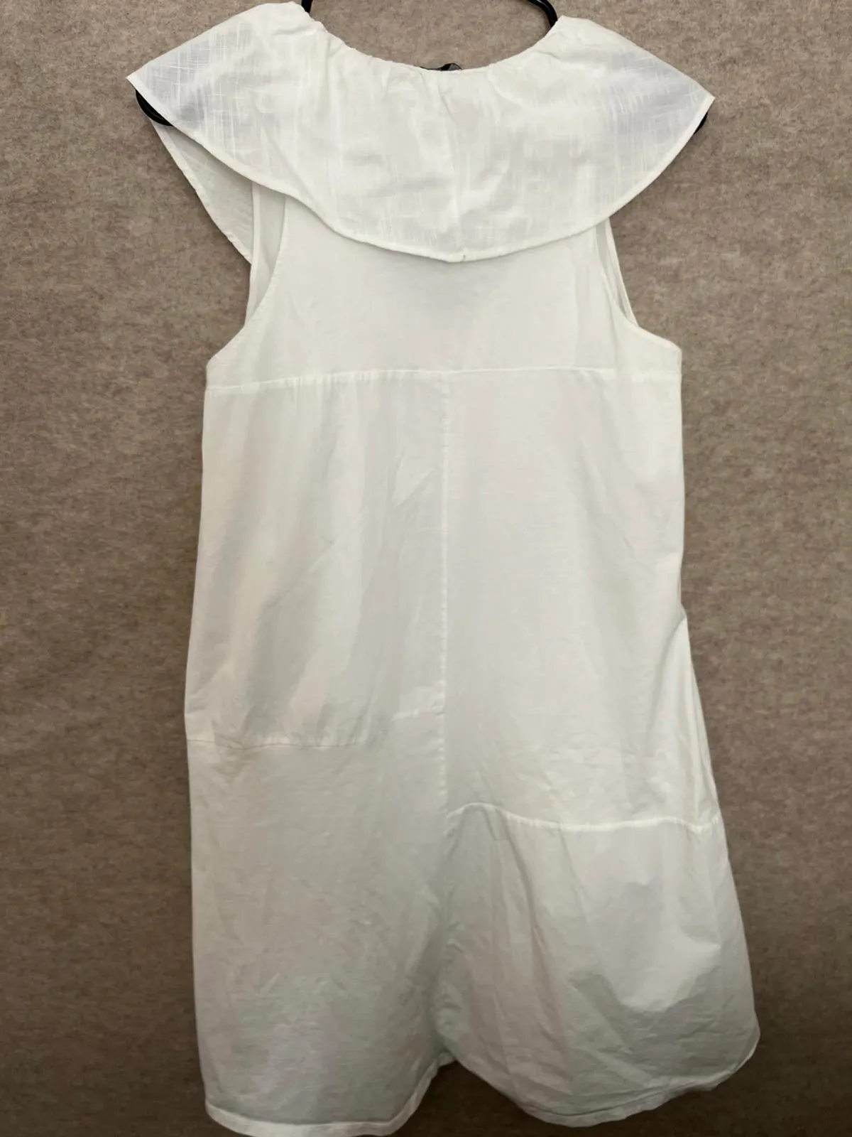 Zara White Ruffled V-neck Sleeveless Cotton Dress Size Small